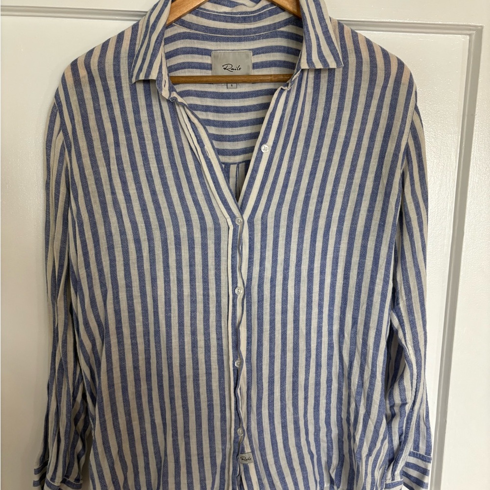 Rails Blue and Cream Striped Casual Shirt